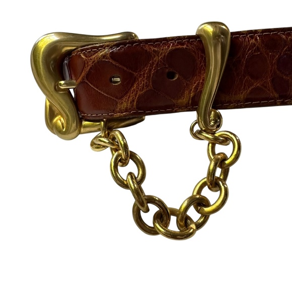 Vintage BARRY KIESELSTEIN-CORD Brown Genuine Alligator Belt 26-28 X Small main image 10